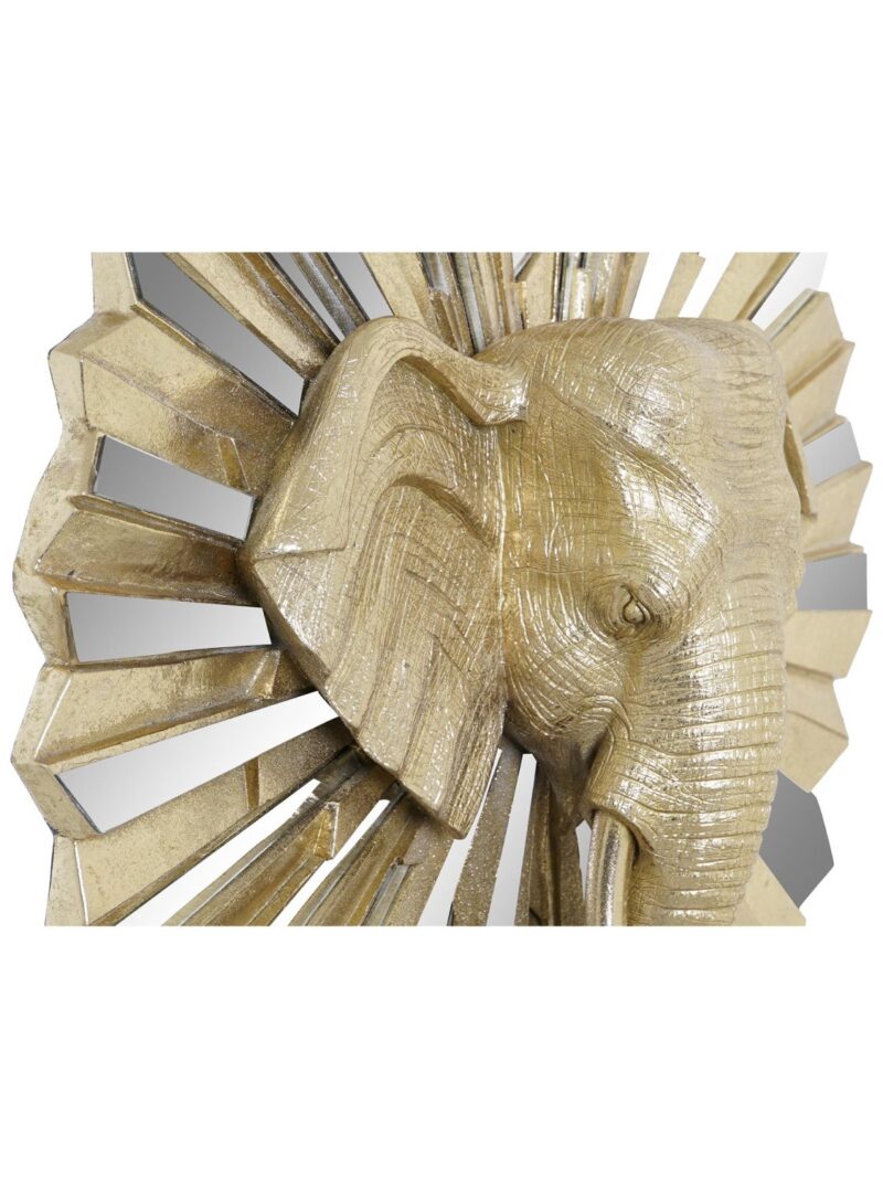 Figura Decorativa Testa Di Elefante Dorato Con Specchi