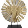 Figura Decorativa Testa Di Elefante Dorato Con Specchi