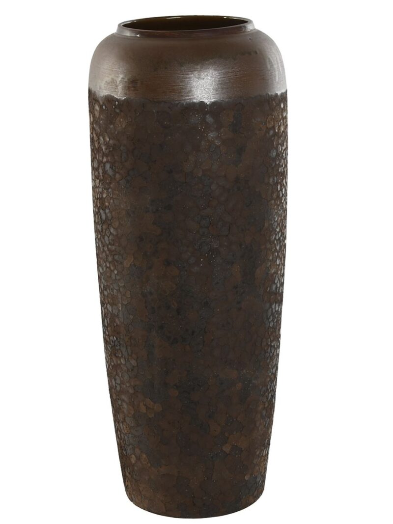 Vaso Ceramica 20X20X50 Cm Effetto Ossidato Marrone