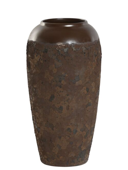 Vaso Ceramica 16x16x31 cm Effetto Ossidato Marrone