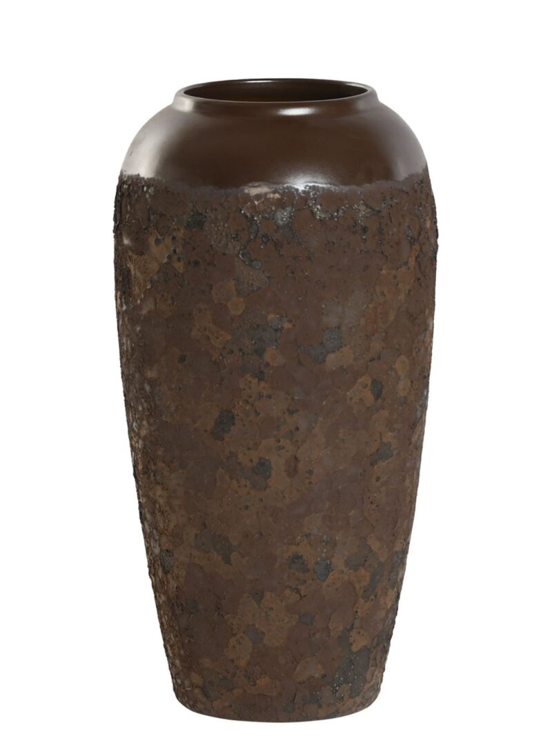 Vaso Ceramica 16X16X31 Cm Effetto Ossidato Marrone