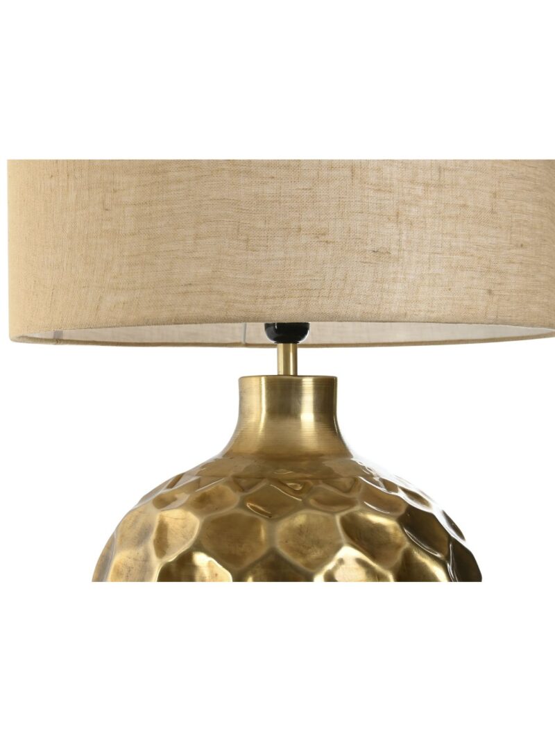 Lampada Da Tavolo Alluminio Dorato Patinato Finitura Martellata