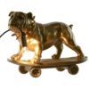 Lampada Da Tavolo Bulldog Dorato Su Skateboard