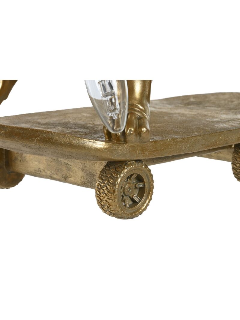 Lampada Da Tavolo Bulldog Dorato Su Skateboard