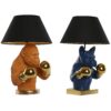 Lampada Da Tavolo In Resina Paralume Nero 36×36×55 Cm | Modelli Bulldog E Gorilla