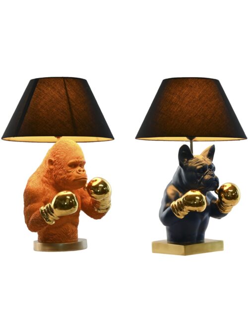 Lampada da Tavolo in Resina Paralume Nero 36×36×55 cm | Modelli Bulldog e Gorilla