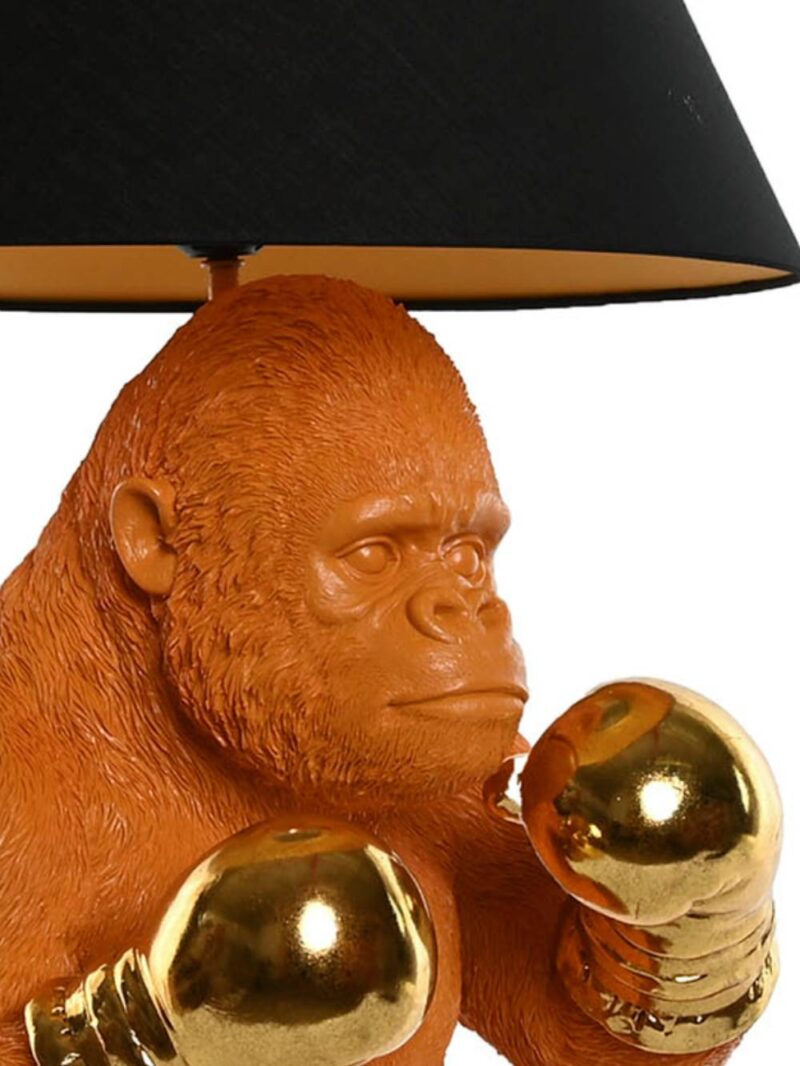 Lampada Da Tavolo In Resina Paralume Nero 36×36×55 Cm | Modelli Bulldog E Gorilla