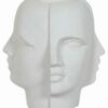 Fioriera Scultura Viso Rugoso In Magnesio Bianco