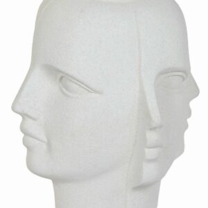 Fioriera Scultura Viso Rugoso in Magnesio Bianco