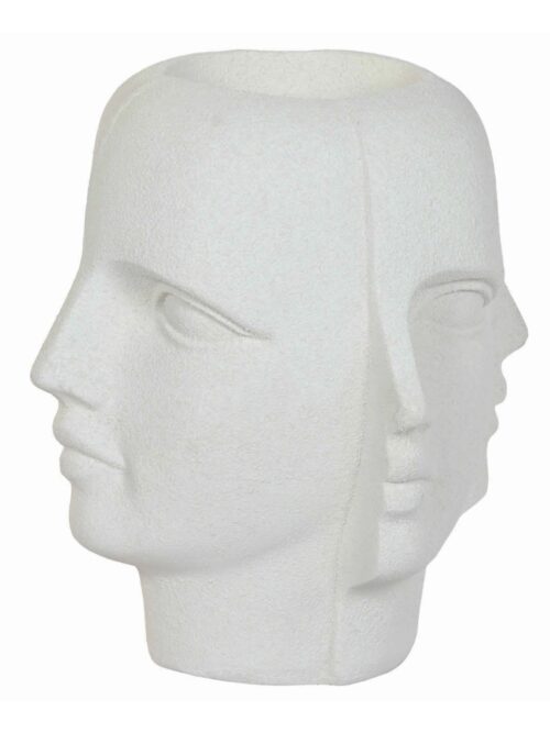 Fioriera Scultura Viso Rugoso in Magnesio Bianco