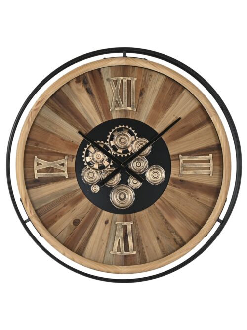 Orologio da Parete Legno Pino e Cristallo 90x90 cm
