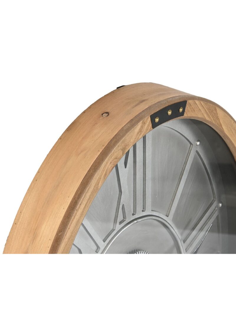Orologio Da Parete Ovale Legno Pino E Metallo