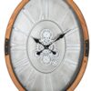 Orologio Da Parete Ovale Legno Pino E Metallo