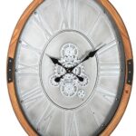 Orologio da Parete Ovale Legno Pino e Metallo